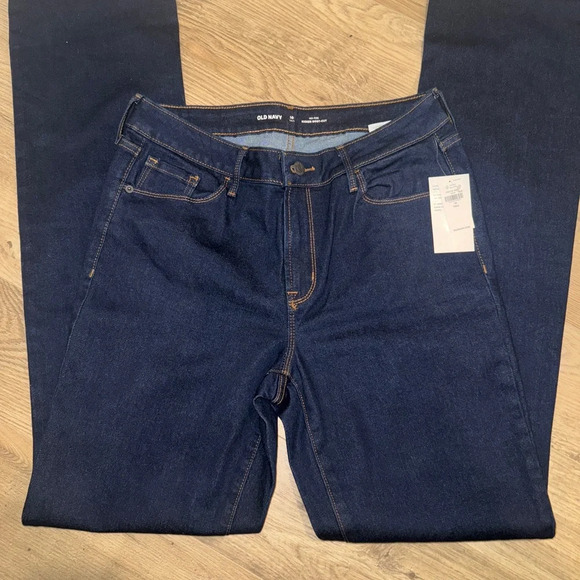 Old Navy Mid Rise Kicker Bootcut Dark Blue Denim Jean Sz 10 Tall - Picture 2 of 6